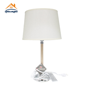 LAMPE DE TABLE ACIER /BOIS BEIGE 84889