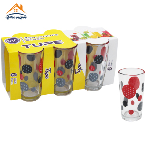 C6 VERRES TUPES 25CL BULLES ROUGE/BLEU MG GLASS