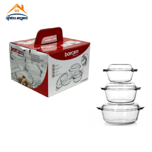 SET 3 COCOTTES RONDES BORCAM A/C 159021 PASABAHCE