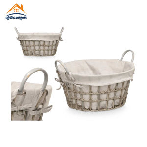 PANIER ROND GRIS A/POIGNEE PM 94574 GIFT DECOR