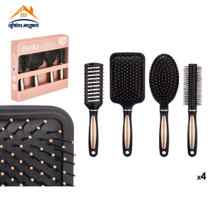 ENSEMBLE 4 BROSSES A CHEVEUX NOIR OR 12349 BERILLO ARTEREGAL